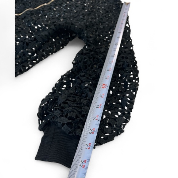 GRACIA Lace Bomber Jacket, Front Zip, Women’s, Color Black, Size Medium - Picture 6 of 10